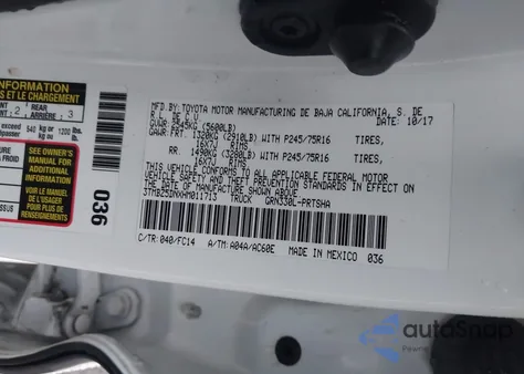 2017 Toyota Tacoma Sr5 z USA, uszkodzony, nr VIN 3TMBZ5DNXHM011713